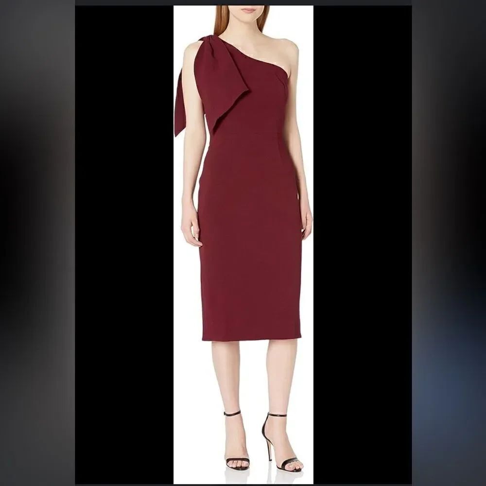 Dress The Population Tiffany One Shoulder Dress with Stretch XL in Burgandy, NWT